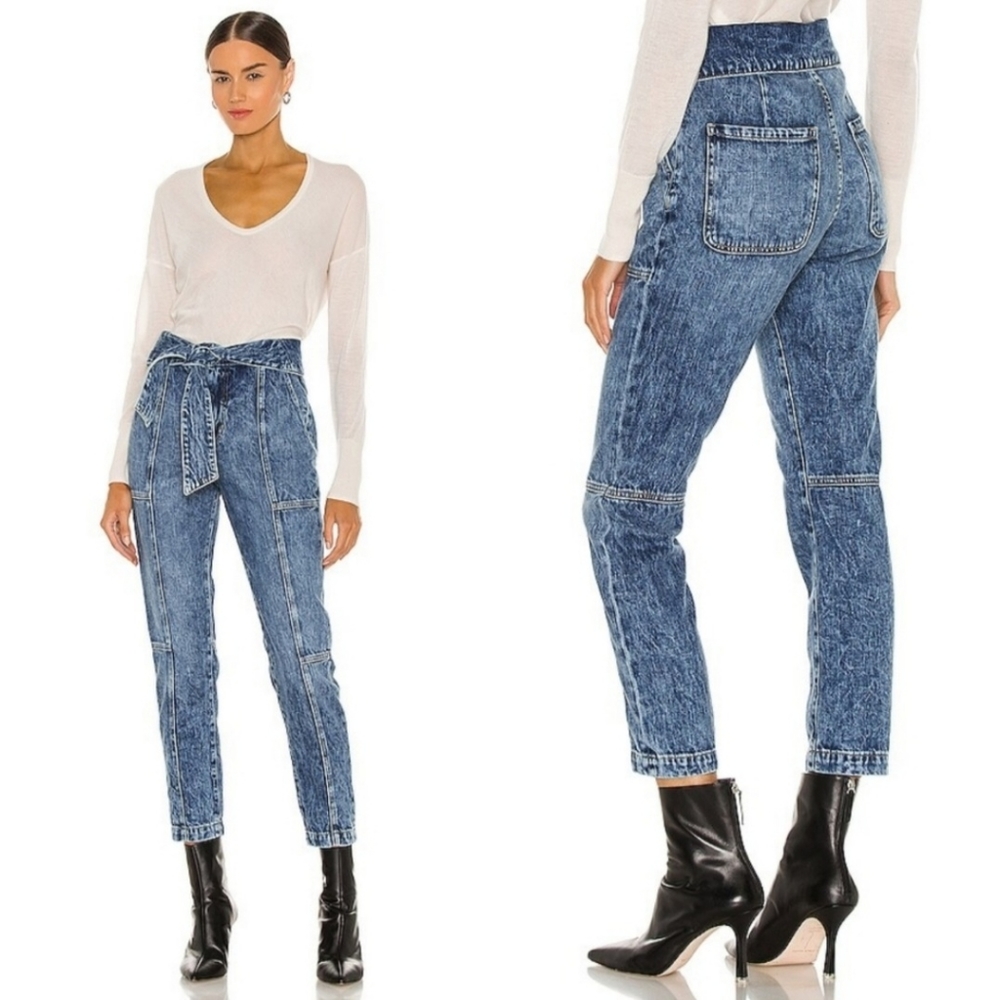 New Revolve Jonathan Simkhai Henley High Rise Tie Waist Straight Mulholland